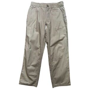 Duluth Trading Co. Men's Cotton Chino Pants Flat Front Size 34x32 Beige